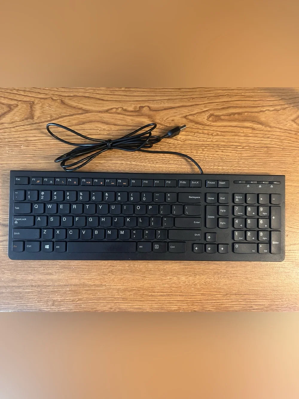 Lenovo Black Wired USB Slim Keyboard with Numeric Keypad